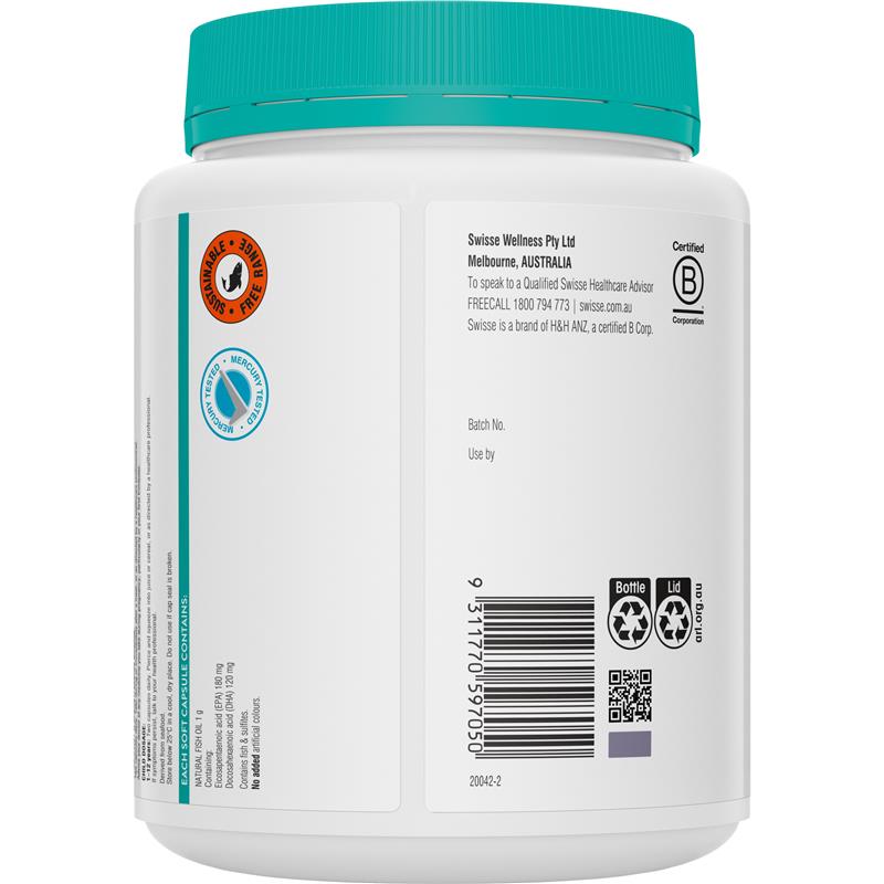Load image into Gallery viewer, Swisse Ultiboost Odourless Wild Fish Oil 1000mg 500 Capsules Exclusive Size

