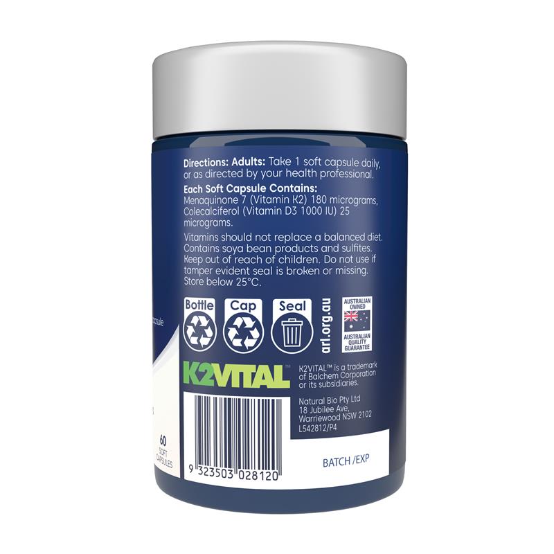 Load image into Gallery viewer, Bioglan Vitamin K2 + D3 60 Capsules

