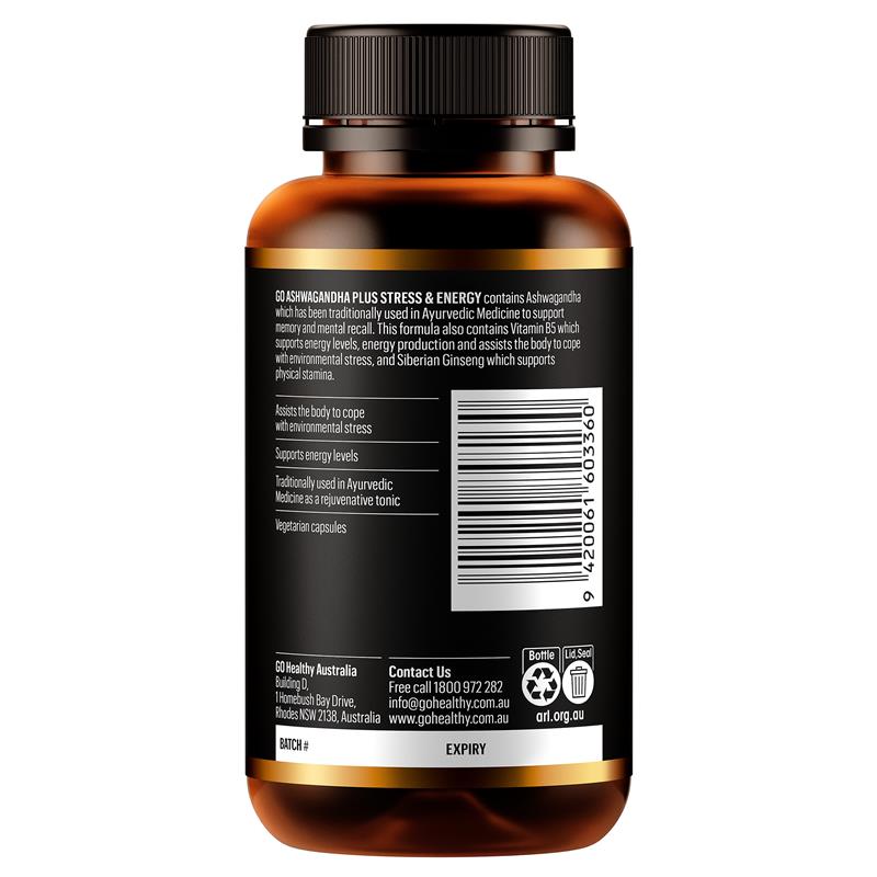 Load image into Gallery viewer, GO Healthy Ashwagandha Plus Stress &amp; Energy 120 Hard Capsules Exclusive Size

