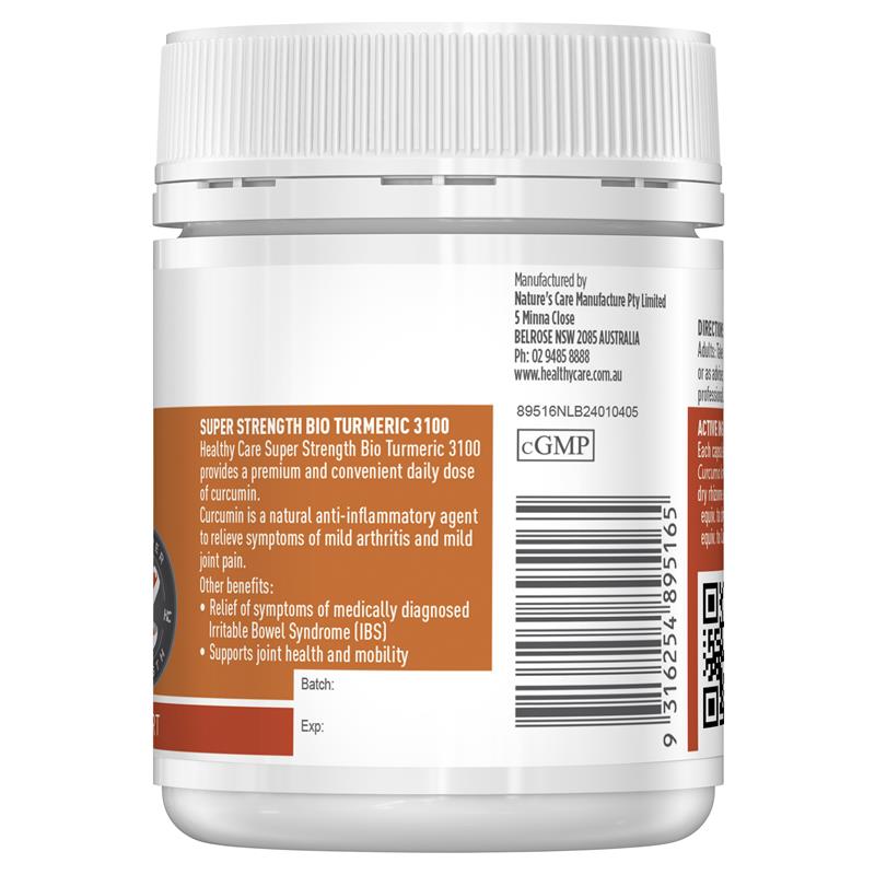 Load image into Gallery viewer, Healthy Care Super Strength Bio Turmeric 3100mg 100 Capsules NEW
