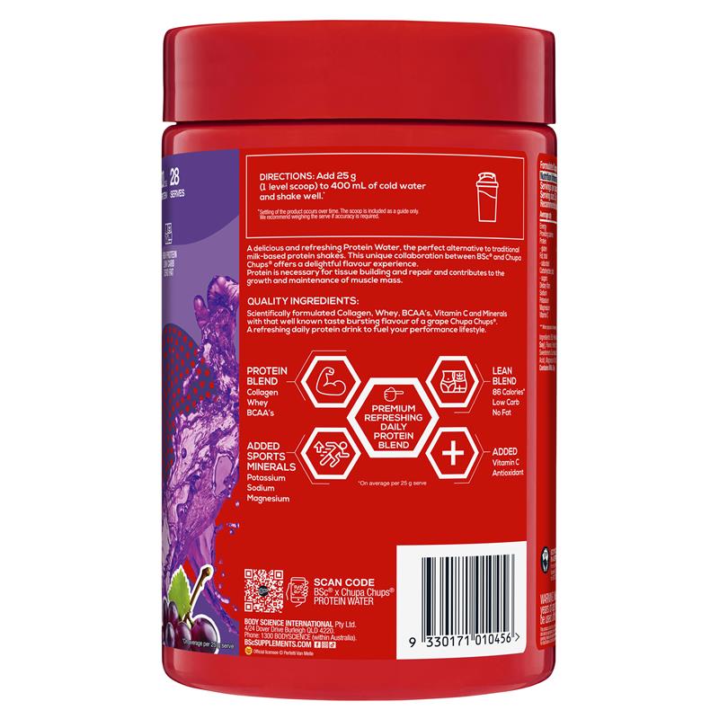 Load image into Gallery viewer, BSc x Chupa Chups Protein Water Grape 700g
