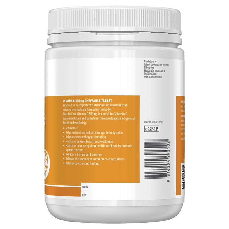Load image into Gallery viewer, Healthy Care Vitamin C 500mg Chewable 500 Tablets
