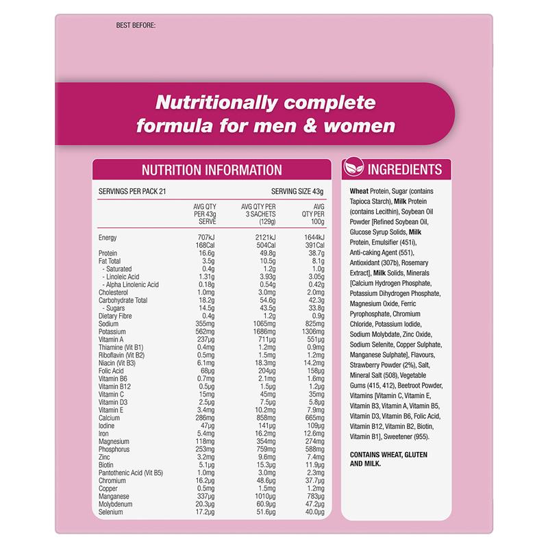 Load image into Gallery viewer, Optislim VLCD Meal Replacement Shake Strawberry 21x43g Sachets
