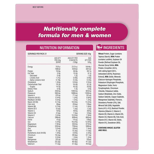 Optislim VLCD Meal Replacement Shake Strawberry 21x43g Sachets