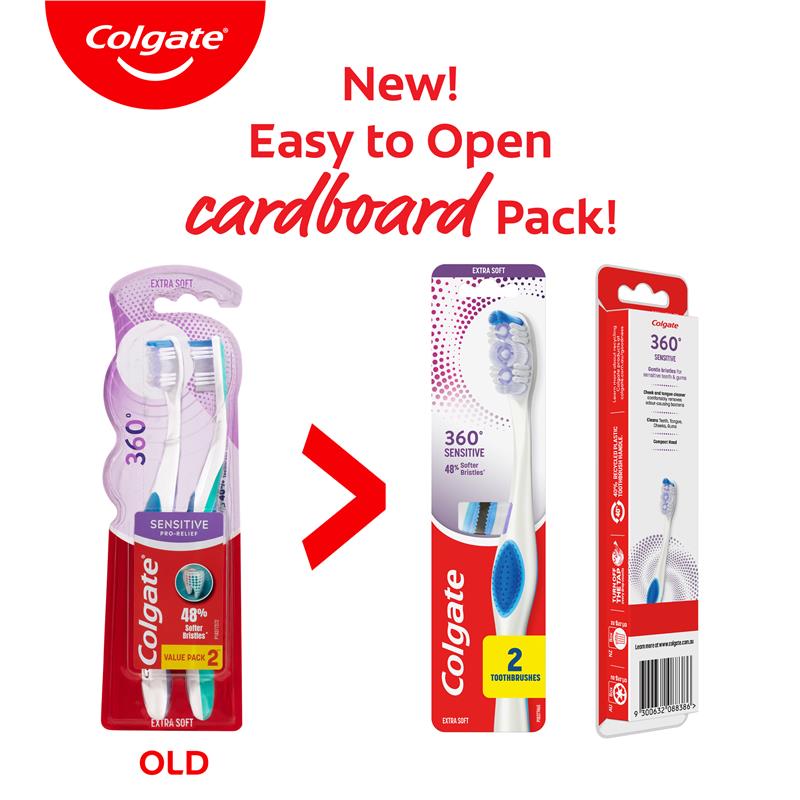 Load image into Gallery viewer, Colgate Toothbrush 360 Sensitive Pro-Relief Extra Soft 2 Pack
