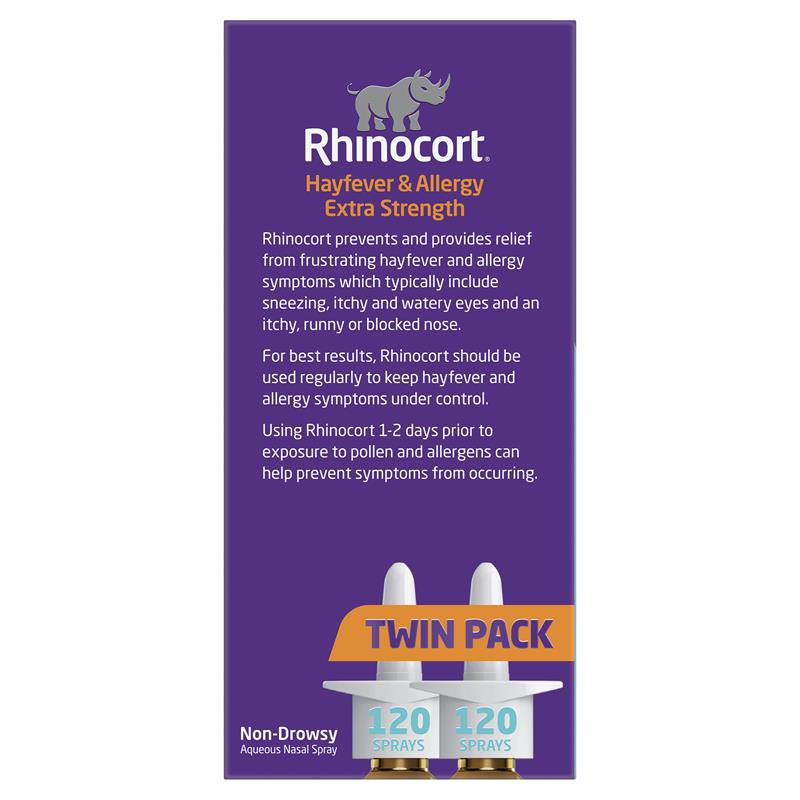 Load image into Gallery viewer, Rhinocort Extra Strength Hayfever &amp; Allergy Nasal Spray 120 Sprays x 2 Pack

