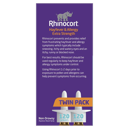 Rhinocort Extra Strength Hayfever & Allergy Nasal Spray 120 Sprays x 2 Pack