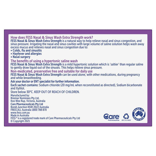 Fess Nasal & Sinus Wash Extra Strength Refill 24 Sachets