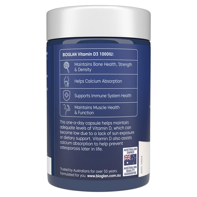 Load image into Gallery viewer, Bioglan Vitamin D3 1000IU 250 Capsules
