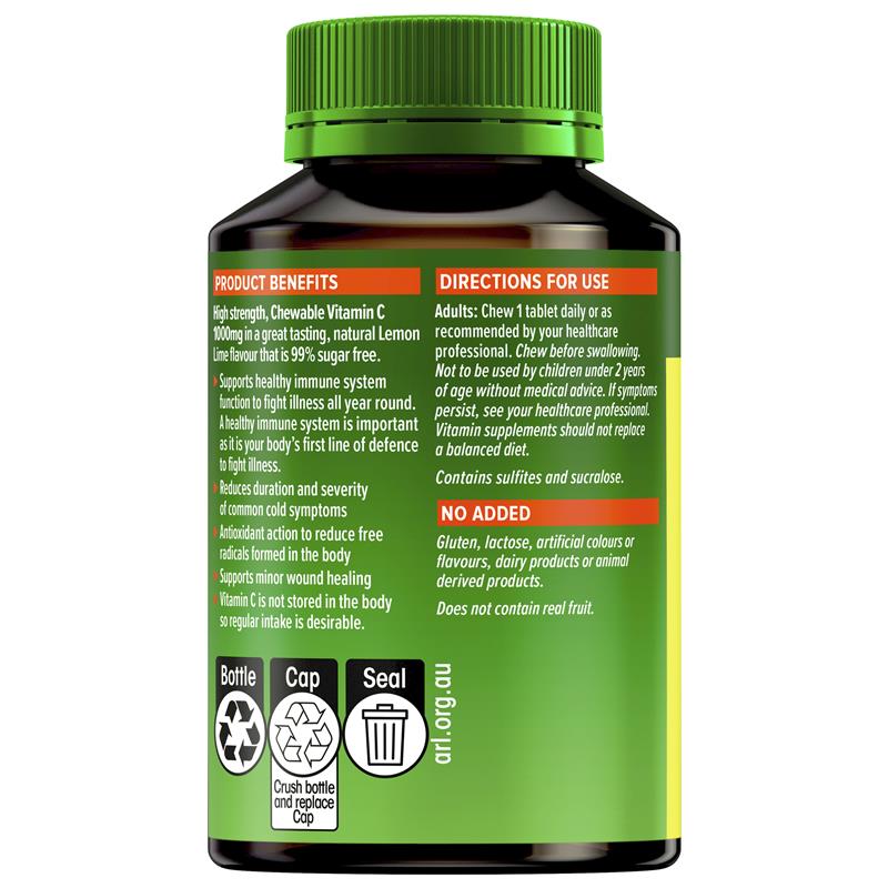 Load image into Gallery viewer, Cenovis Chewable Mega Vitamin C 1000mg Lemon Lime 60 Tablets
