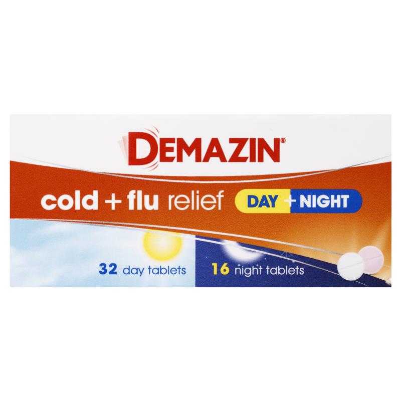 Load image into Gallery viewer, Demazin Cold &amp; Flu Relief Day + Night 48 Tablets
