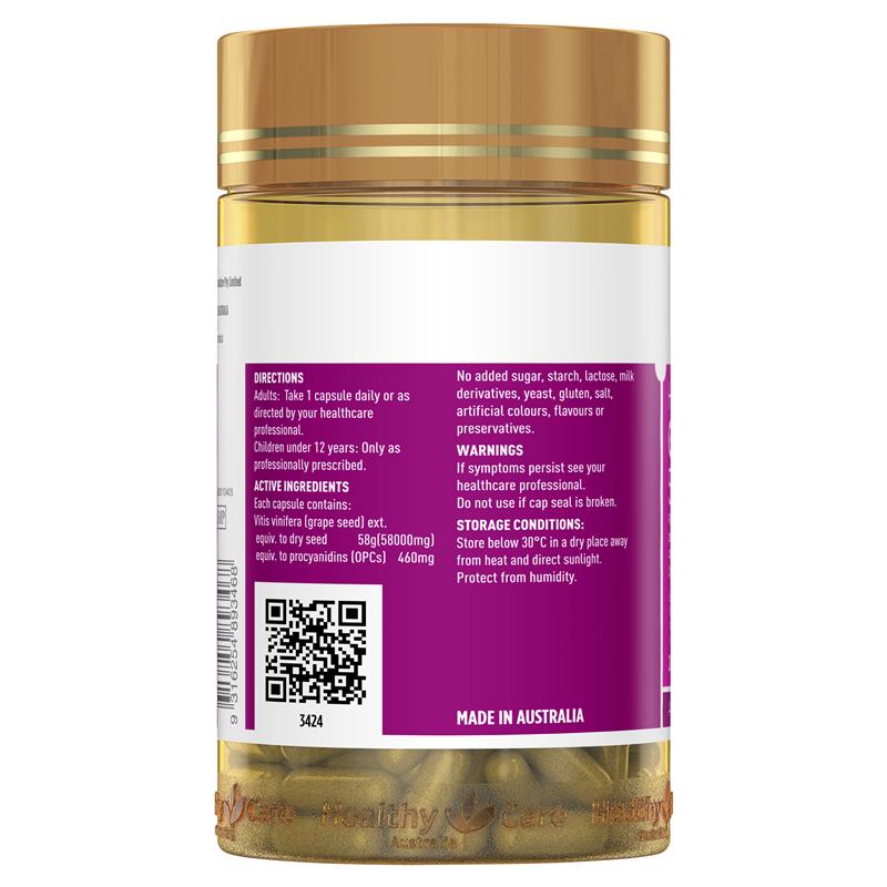 Load image into Gallery viewer, Healthy Care High Strength Grape Seed 58000 200 Capsules
