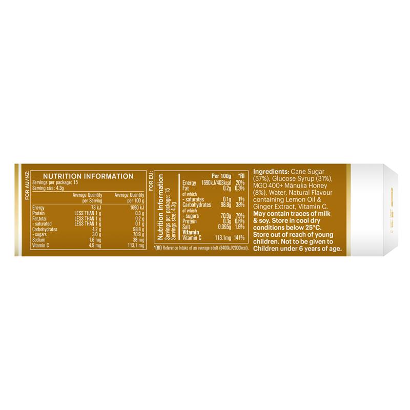 Load image into Gallery viewer, Manuka Health Manuka Honey Drops Lemon &amp; Ginger 15 Pack 65g
