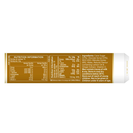 Manuka Health Manuka Honey Drops Lemon & Ginger 15 Pack 65g