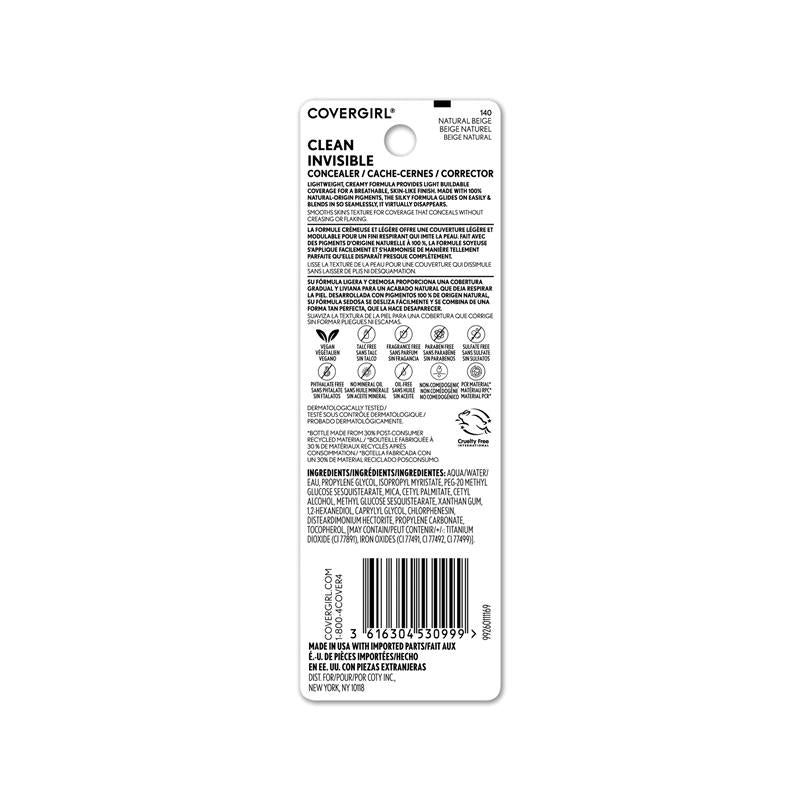 Load image into Gallery viewer, Covergirl Clean Invisible Concealer 140 Natural Beige 7ml
