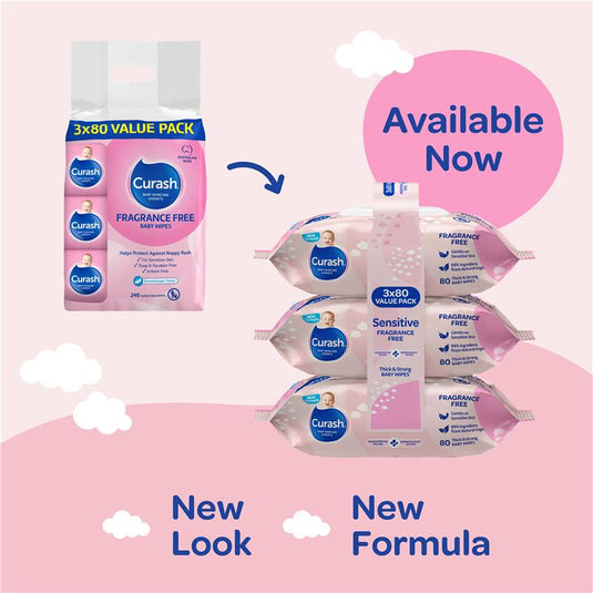 Curash Baby Sensitive Wipes 3 X 80 Bulk Pack
