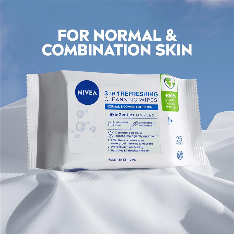 Load image into Gallery viewer, NIVEA 3in1 Refreshing Cleansing Normal &amp; Combination Skin Wipes 7 Pack
