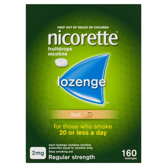 Nicorette Quit Smoking Regular Strength Nicotine Lozenge Fruitdrops  8 x 20 Pack