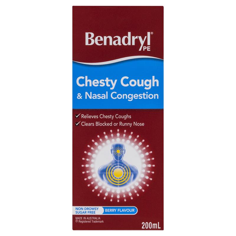 Load image into Gallery viewer, Benadryl PE Chesty Cough &amp; Nasal Congestion Non-Drowsy Berry Flavour 200mL
