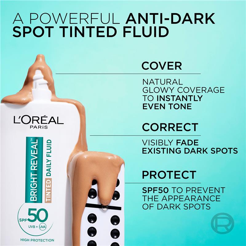 Load image into Gallery viewer, L'Oreal Bright Reveal Tinted SPF 50 Fluid Medium 50ml
