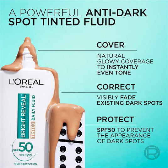 L'Oreal Bright Reveal Tinted SPF 50 Fluid Medium 50ml
