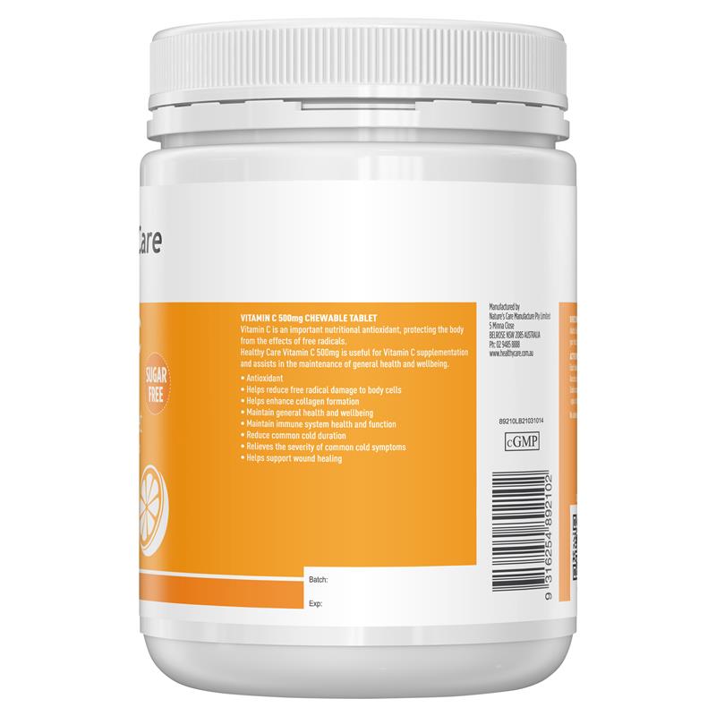 Load image into Gallery viewer, Healthy Care Vitamin C 500mg Chewable 500 Tablets
