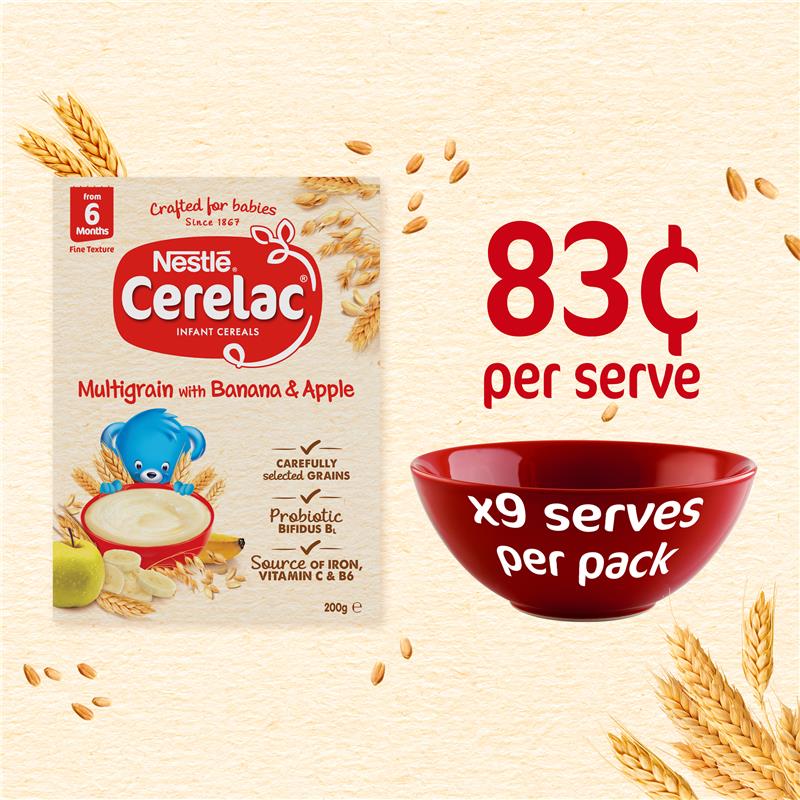 Load image into Gallery viewer, Nestle CERELAC Multigrain with Banana &amp; Apple Baby Cereal Stage 3 – 200g
