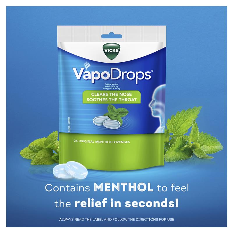 Load image into Gallery viewer, Vicks VapoDrops Original Menthol Lozenges 24 Pack
