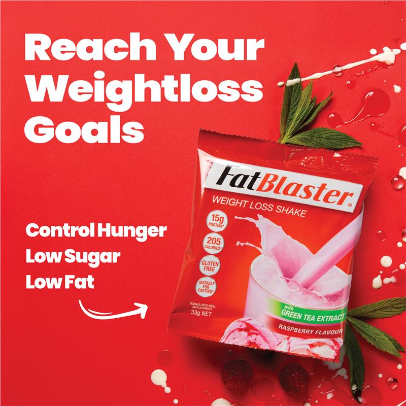 Load image into Gallery viewer, Fatblaster Weight Loss Shake Raspberry 21 x 33g Sachets Exclusive Size
