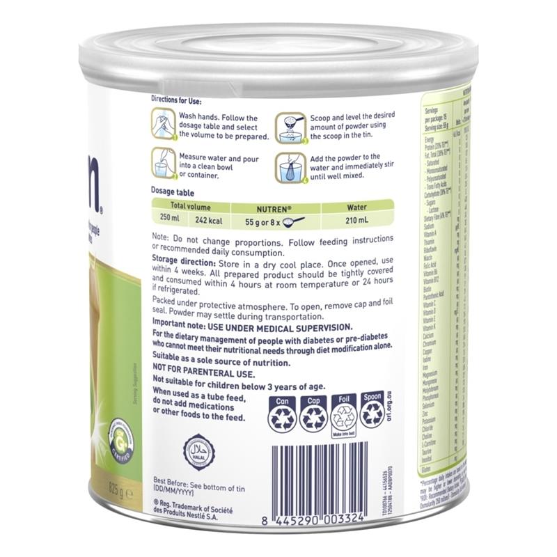 Load image into Gallery viewer, Nutren Diabetes Low GI Formula Vanilla Flavour 825g
