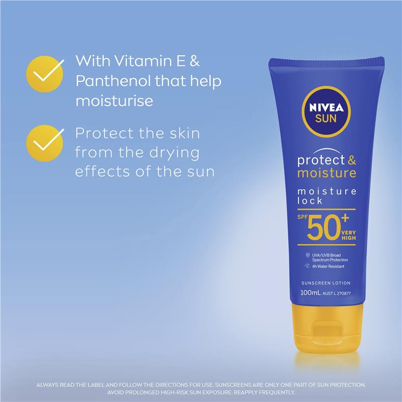 Load image into Gallery viewer, NIVEA Sun Protect &amp; Moisture SPF50+ Sunscreen Lotion 100ml
