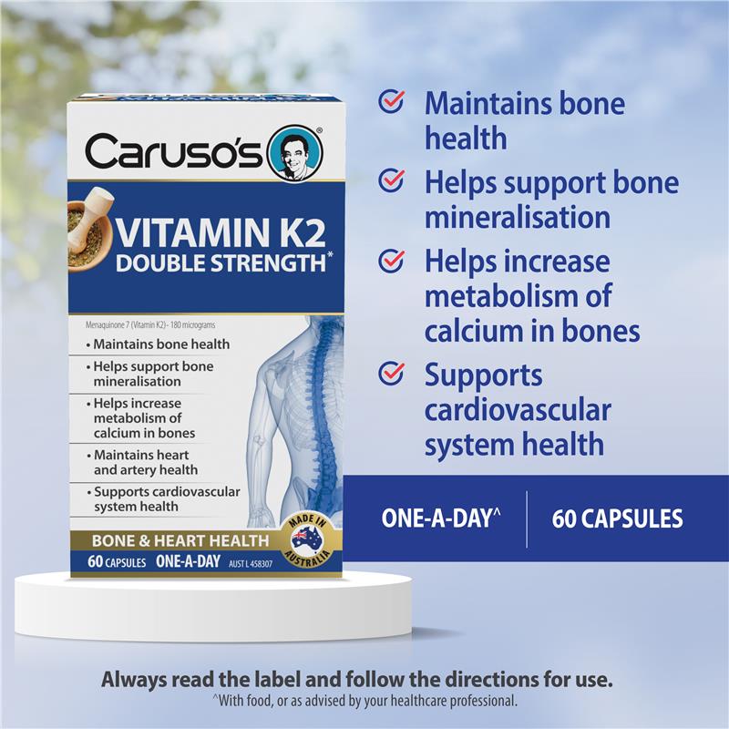 Load image into Gallery viewer, Carusos Vitamin K2 Double Strength 60 Capsules
