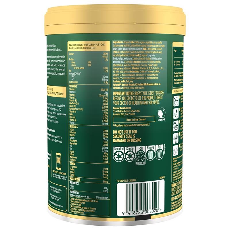 Load image into Gallery viewer, Aptamil Essensis Organic A2 Protein Milk 2 Premium Follow-On Formula From 6-12 Months 900g
