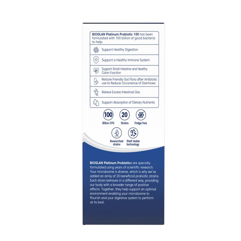 Load image into Gallery viewer, Bioglan Platinum Probiotics 100 Billion 60 Capsules
