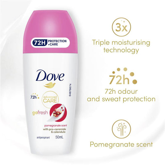 Dove Women Advanced Care Antiperspirant Deodorant 72h Roll On Pomegranate 50ml