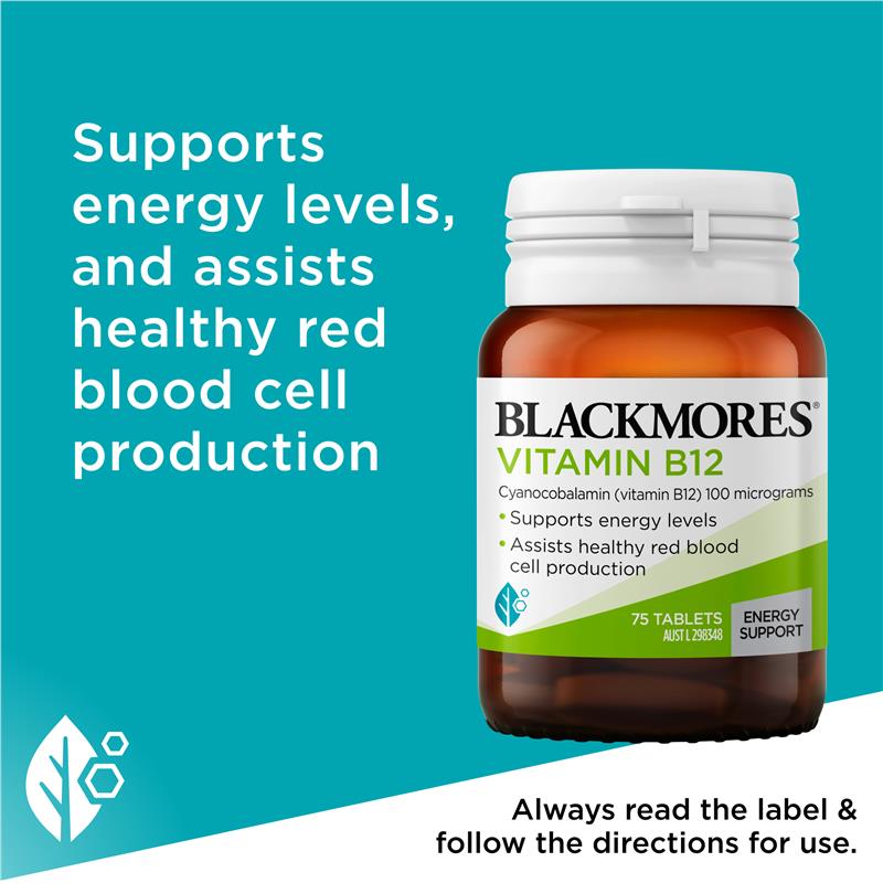 Load image into Gallery viewer, Blackmores B12 100MCG 75 Tablets
