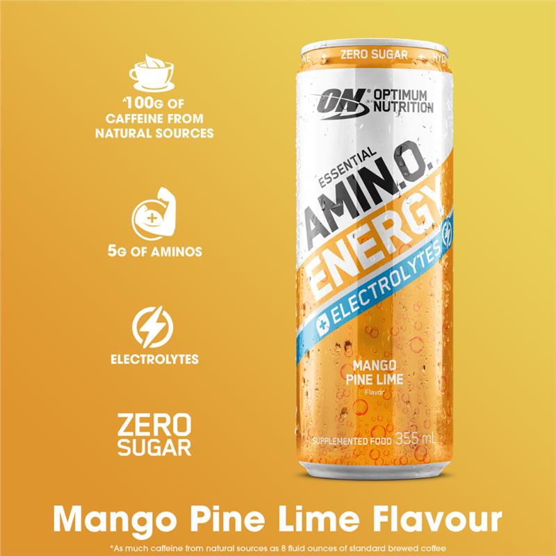 Load image into Gallery viewer, Optimum Nutrition Amino Energy Sparkling + Electrolytes Mango Pinelime 355ml
