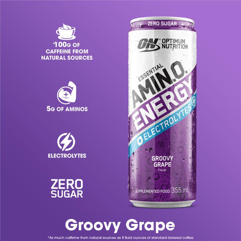 Load image into Gallery viewer, Optimum Nutrition Amino Energy Sparkling + Electrolytes Grape 355ml
