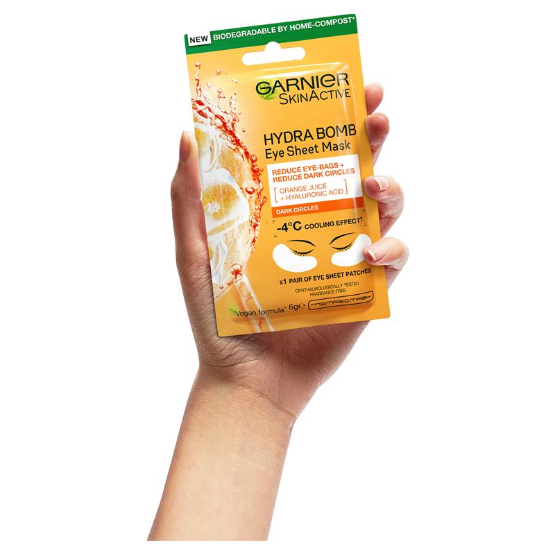 Load image into Gallery viewer, Garnier Hydra Bomb Hyaluronic Acid + Orange Extract Eye Sheet Mask
