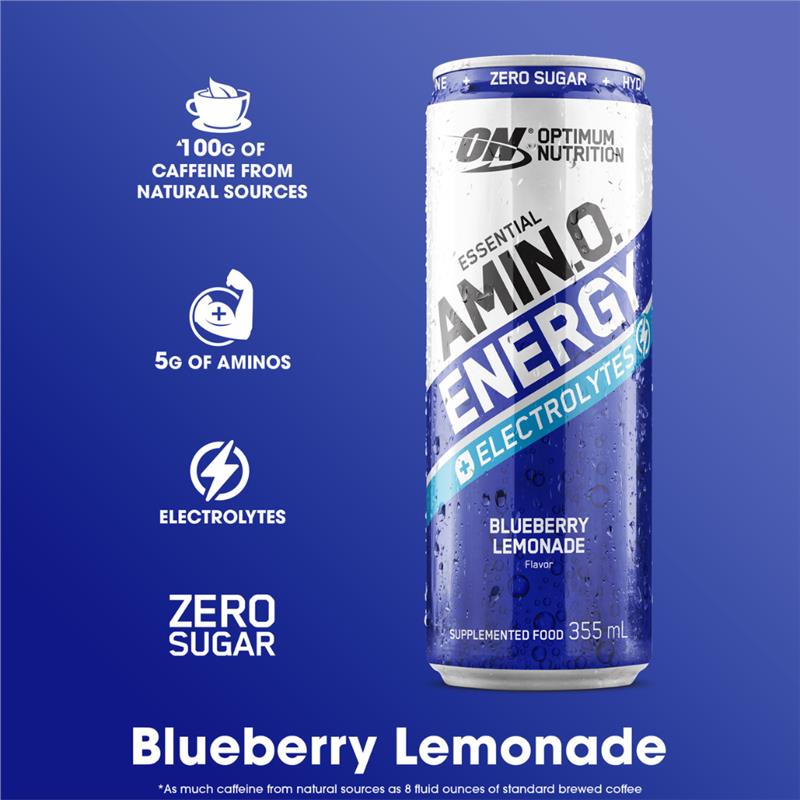 Load image into Gallery viewer, Optimum Nutrition Amino Energy Sparkling + Electrolytes Blue Lemonade 355ml
