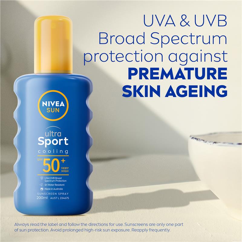 Load image into Gallery viewer, NIVEA Sun Ultra Sport Cooling SPF50+ Sunscreen Spray 200ml
