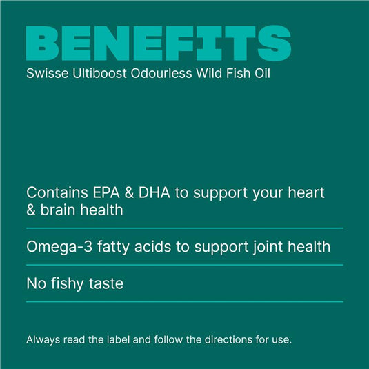 Swisse Ultiboost Odourless Wild Fish Oil 1000mg 500 Capsules Exclusive Size