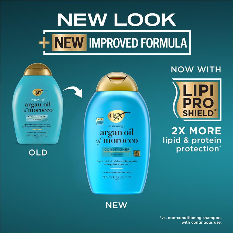 Load image into Gallery viewer, Ogx Renewing + Repairing &amp; Shine Argan Oil of Morocco Conditioner For Dry &amp; Damaged Hair 385mL
