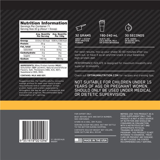 Optimum Nutrition Isolate Vanilla Softserve 2.27kg