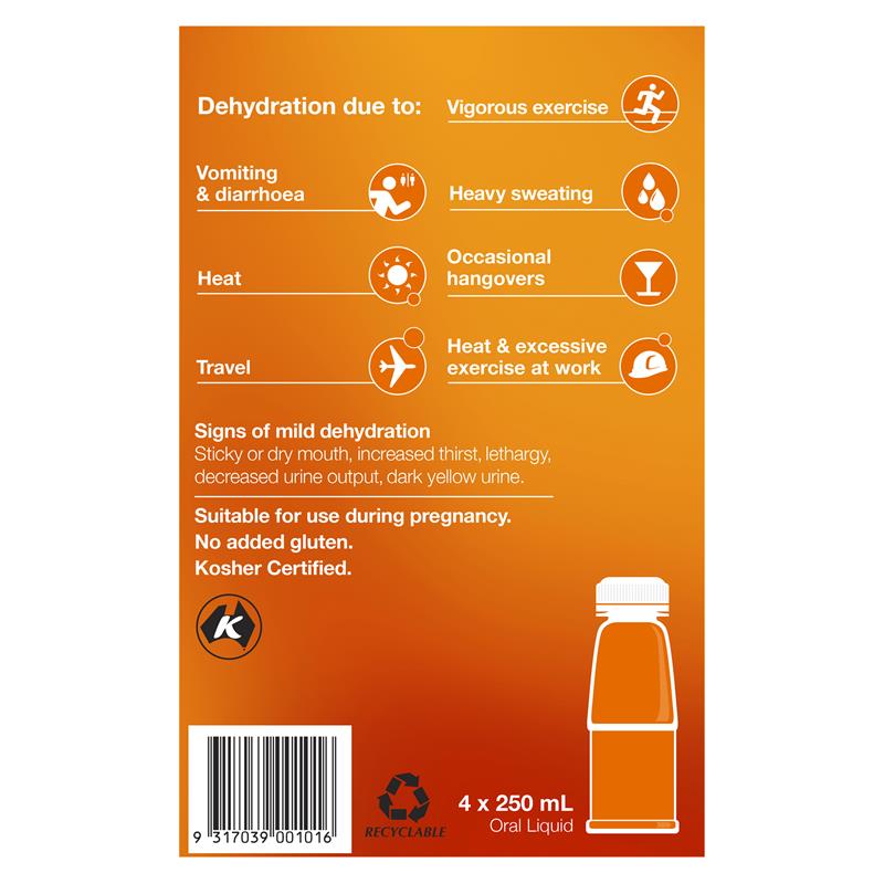 Load image into Gallery viewer, Hydralyte Electrolyte Orange 4 Pack (4x250ml) Solution
