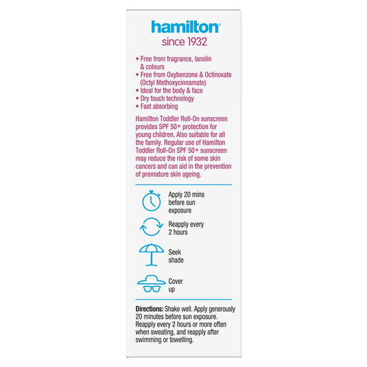 Hamilton Sun SPF 50+ Toddler Roll On 50ml
