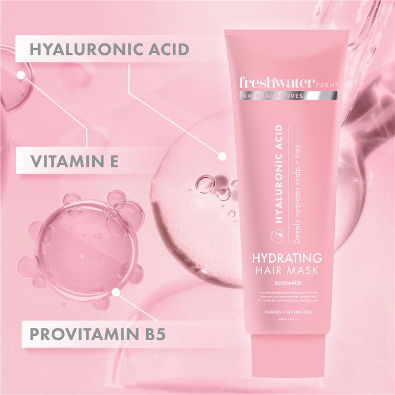 Load image into Gallery viewer, Freshwater Farm Hydrating Hyaluronic Hair Mask Rosewater 240ml
