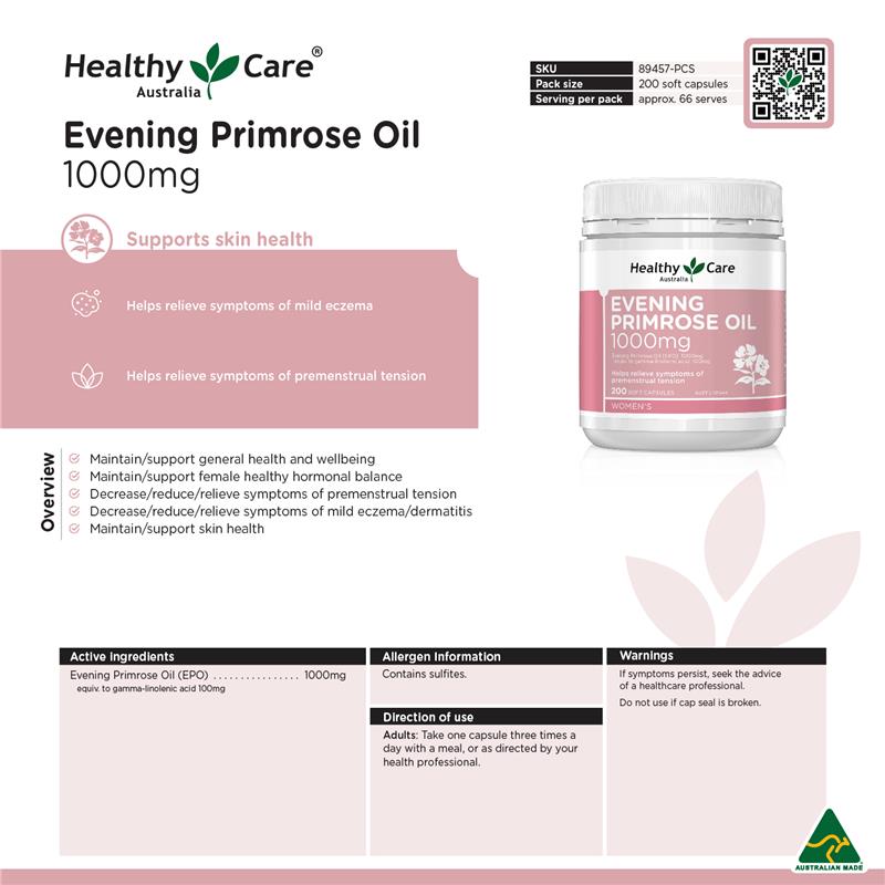 Load image into Gallery viewer, Healthy Care Evening Primrose Oil 1000mg 200 Capsules
