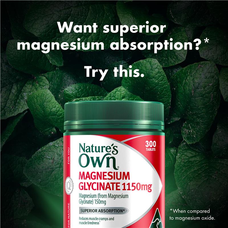 Load image into Gallery viewer, Nature's Own Magnesium Glycinate 1100mg 300 Tablets
