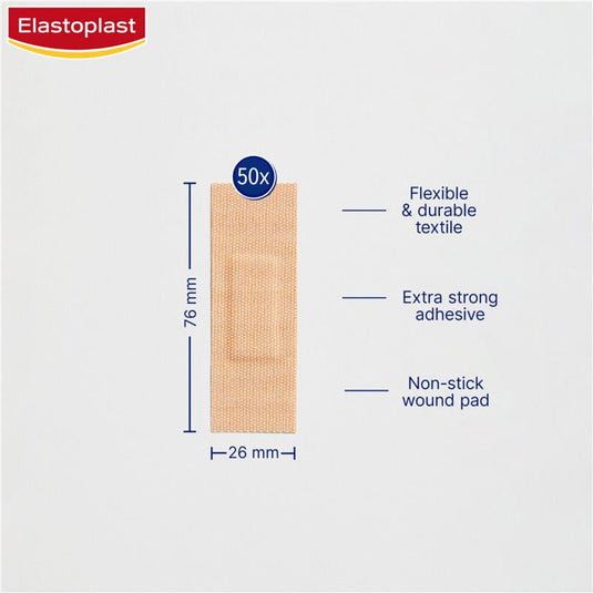 Elastoplast Extra Tough Fabric Strips 50 Pack